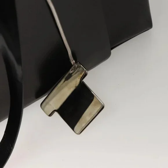 GUCCI Tote Bag Patent leather Black Silver Auth